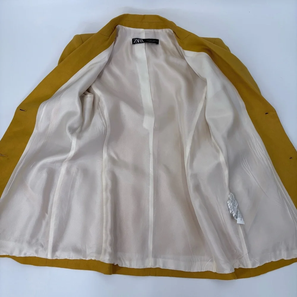 ZARA Women’s Yellow Linen Blazer Pant Set - Picture 5 of 16